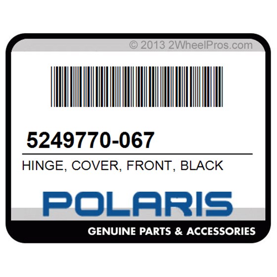 Polaris 5249770-067 Hinge, Cover, Front, Black