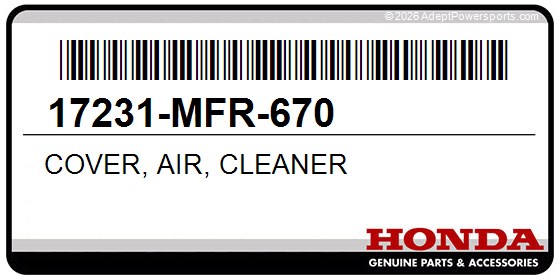 Honda 17231-MFR-670 Cover, Air, Cleaner