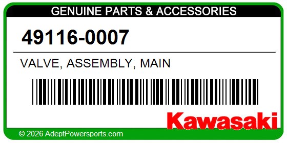Kawasaki 49116-0007 Valve, Assembly, Main