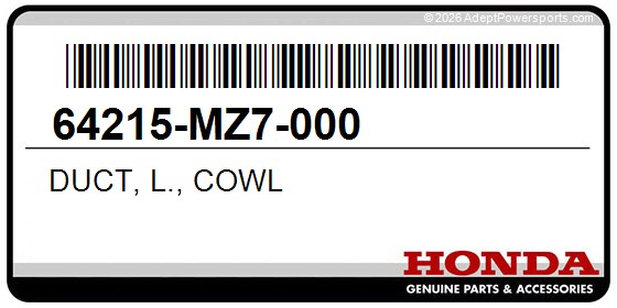 Honda 64215-MZ7-000 Duct, L., Cowl