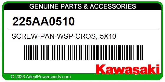 Kawasaki 225AA0510 Screw-Pan-Wsp-Cros, 5X10