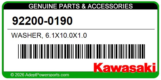 Kawasaki 92200-0190 Washer, 6.1X10.0X1.0