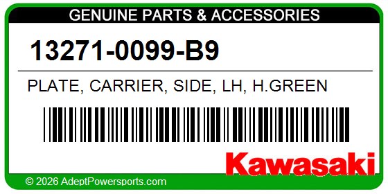 Kawasaki 13271-0099-B9 Plate, Carrier, Side, Lh, H.Green