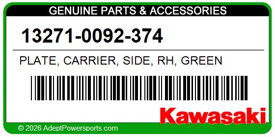 Kawasaki 13271-0092-374 Plate, Carrier, Side, Rh, Green