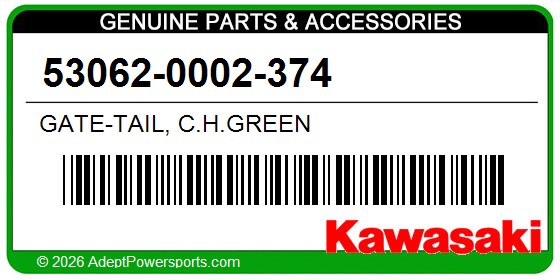 Kawasaki 53062-0002-374 Gate-Tail, C.H.Green