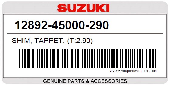 Suzuki 12892-45000-290 Shim, Tappet, (T:2.90)