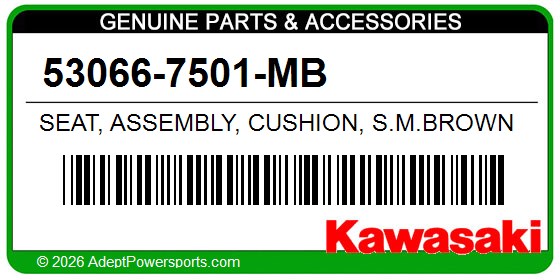 Kawasaki 53066-7501-MB Seat, Assembly, Cushion, S.M.Brown