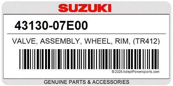Suzuki 43130-07E00 Valve, Assembly, Wheel, Rim, (Tr412)