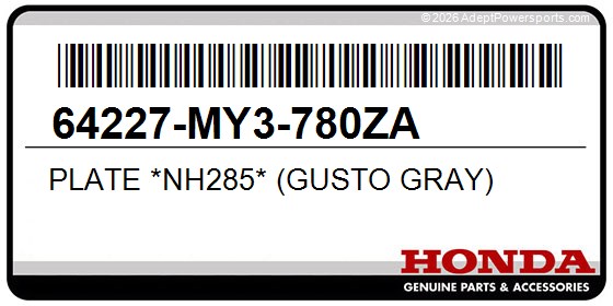 Honda 64227-MY3-780ZA Plate *Nh285* (Gusto Gray)