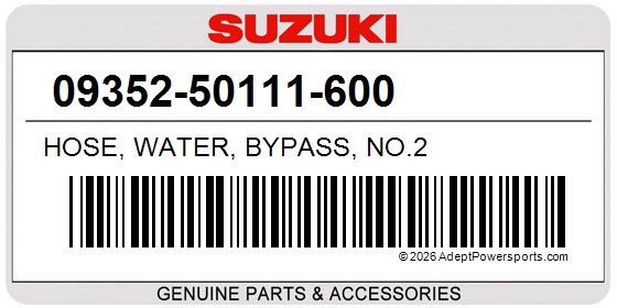 Suzuki 09352-50111-600 Hose, Water, Bypass, No.2