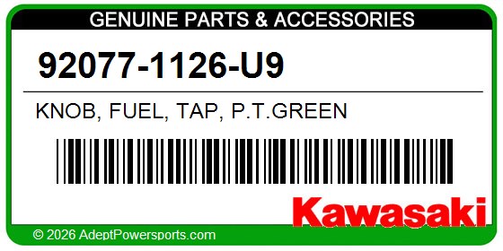 Kawasaki 92077-1126-U9 Knob, Fuel, Tap, P.T.Green