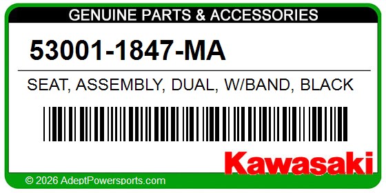 Kawasaki 53001-1847-MA Seat, Assembly, Dual, W/Band, Black
