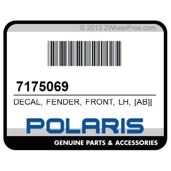Polaris 7175069 Decal, Fender, Front, Lh, [Ab][Ac]