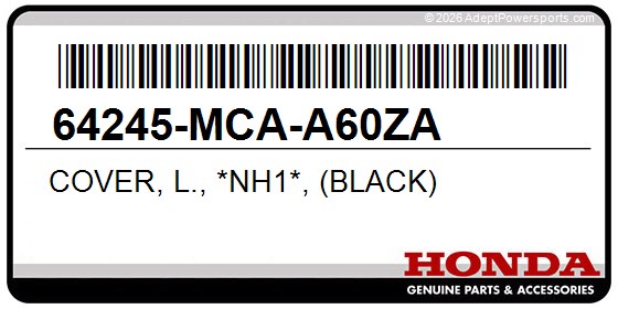 Honda 64245-MCA-A60ZA Cover, L., *Nh1*, (Black)