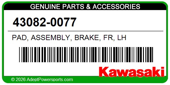 Kawasaki 43082-0077 Pad, Assembly, Brake, Fr, Lh