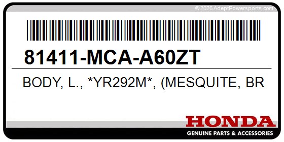 Honda 81411-MCA-A60ZT Body, L., *Yr292m*, (Mesquite, Brown, Metallic)