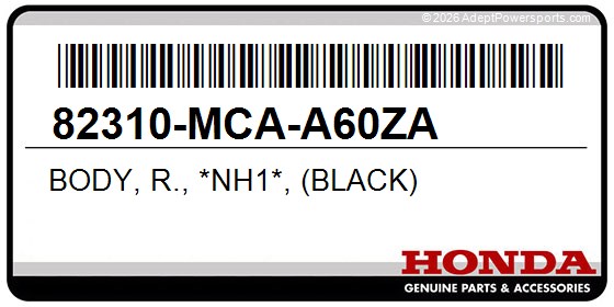 Honda 82310-MCA-A60ZA Body, R., *Nh1*, (Black)