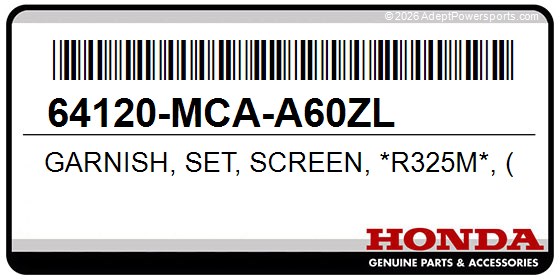 Honda 64120-MCA-A60ZL Garnish, Set, Screen, *R325m*, (Wl), (Caliente, Red, Metallic)