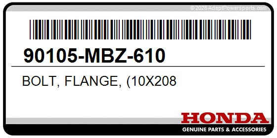 Honda 90105-MBZ-610 Bolt, Flange, (10X208