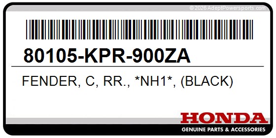 Honda 80105-KPR-900ZA Fender, C, Rr., *Nh1*, (Black)