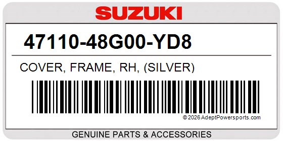 Suzuki 47110-48G00-YD8 Cover, Frame, Rh, (Silver)