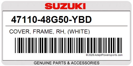 Suzuki 47110-48G50-YBD Cover, Frame, Rh, (White)