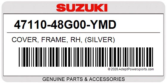 Suzuki 47110-48G00-YMD Cover, Frame, Rh, (Silver)