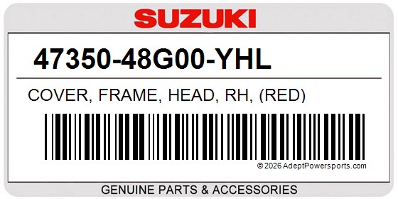 Suzuki 47350-48G00-YHL Cover, Frame, Head, Rh, (Red)