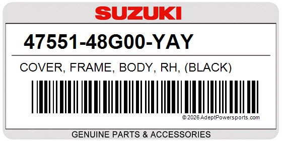 Suzuki 47551-48G00-YAY Cover, Frame, Body, Rh, (Black)