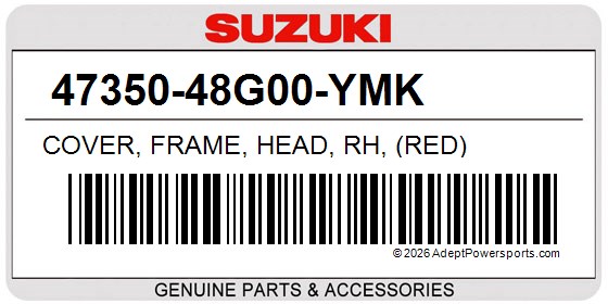 Suzuki 47350-48G00-YMK Cover, Frame, Head, Rh, (Red)