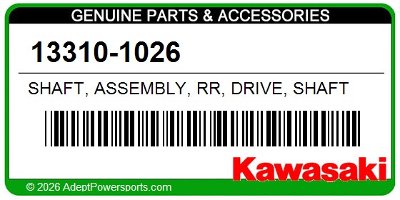 Kawasaki 13310-1026 Shaft, Assembly, Rr, Drive, Shaft