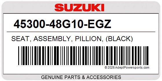 Suzuki 45300-48G10-EGZ Seat, Assembly, Pillion, (Black)