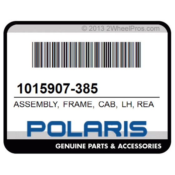 Polaris 1015907-385 Assembly, Frame, Cab, Lh, Rear, Silver