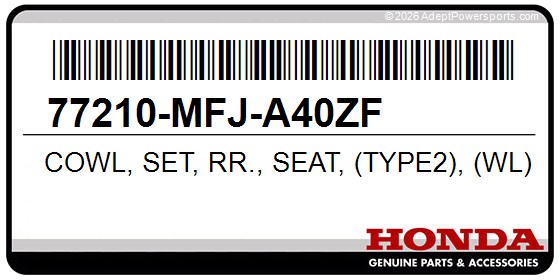 Honda 77210-MFJ-A40ZF Cowl, Set, Rr., Seat, (Type2), (Wl), *Nhb01ga*, (Graphite, Black)