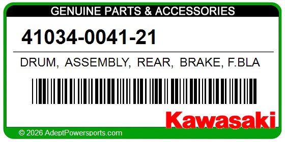 Kawasaki 41034-0041-21 Drum, Assembly, Rear, Brake, F.Black