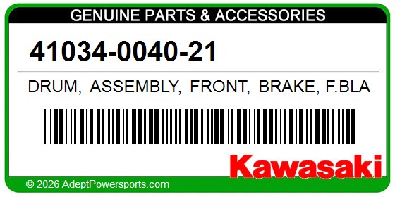 Kawasaki 41034-0040-21 Drum, Assembly, Front, Brake, F.Black