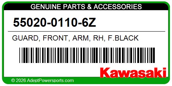 Kawasaki 55020-0110-6Z Guard, Front, Arm, Rh, F.Black