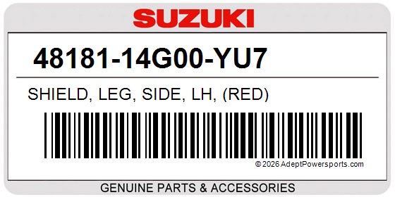 Suzuki 48181-14G00-YU7 Shield, Leg, Side, Lh, (Red)