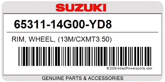 Suzuki 65311-14G00-YD8 Rim, Wheel, (13M/Cxmt3.50)