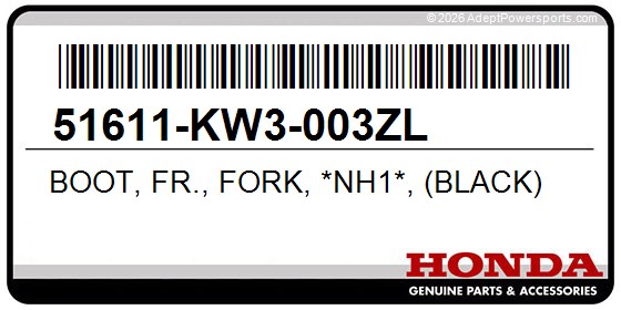 Honda 51611-KW3-003ZL Boot, Fr., Fork, *Nh1*, (Black)