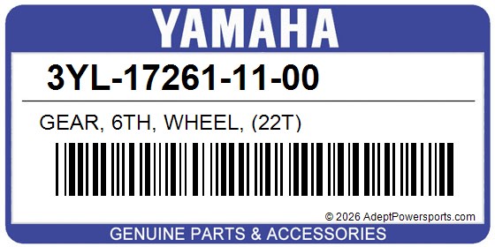 Yamaha 3YL-17261-11-00 Gear, 6Th, Wheel, (22T)