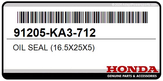 Honda 91205-KA3-712 Oil Seal (16.5X25x5)