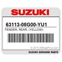 Suzuki 63113-08G00-YU1 Fender, Rear, (Yellow)