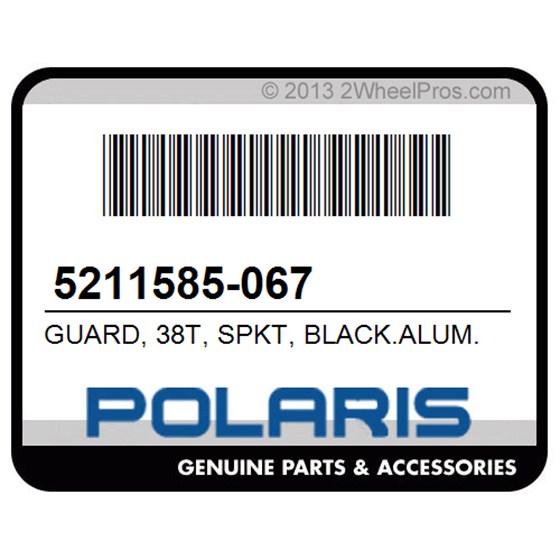 Polaris 5211585-067 Guard, 38T, Spkt, Black.Alum.