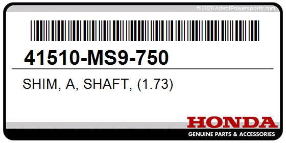 Honda 41510-MS9-750 Shim, A, Shaft, (1.73)