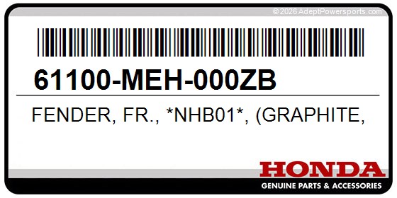 Honda 61100-MEH-000ZB Fender, Fr., *Nhb01*, (Graphite, Black)