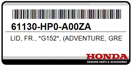 Honda 61130-HP0-A00ZA Lid, Fr., *G152*, (Adventure, Green)