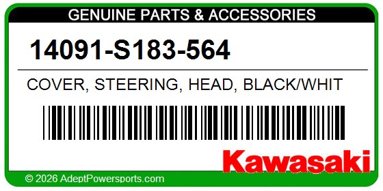 Kawasaki 14091-S183-564 Cover, Steering, Head, Black/Whit