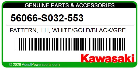Kawasaki 56066-S032-553 Pattern, Lh, White/Gold/Black/Green