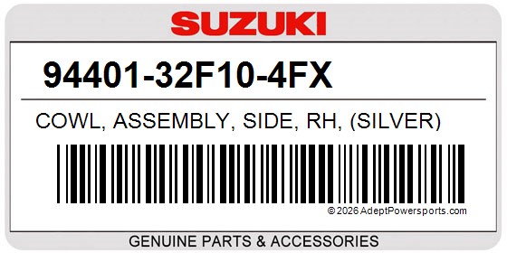 Suzuki 94401-32F10-4FX Cowl, Assembly, Side, Rh, (Silver)